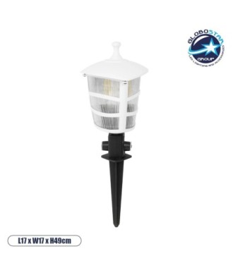 GloboStar® ZARDIN 203-0241 Vintage Καρφωτό Φωτιστικό Φαναράκι Μονόφωτο 1 x E27 IP44 Λευκό & Διάφανο Πλαστικό - Μ17 x Π17 x Υ49cm